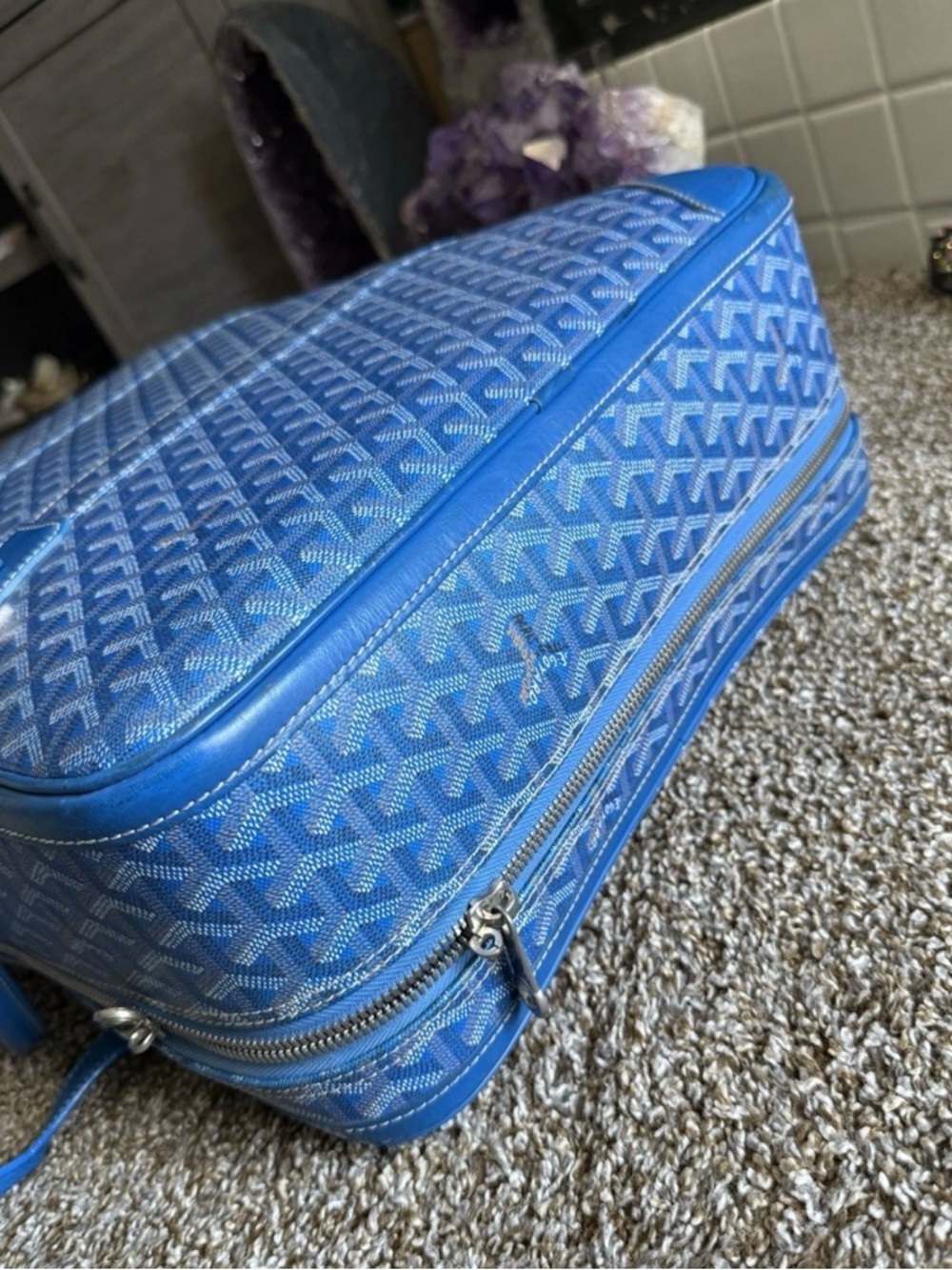 Goyard Blue Patterned Travel Tote - Picture 3 of 15
